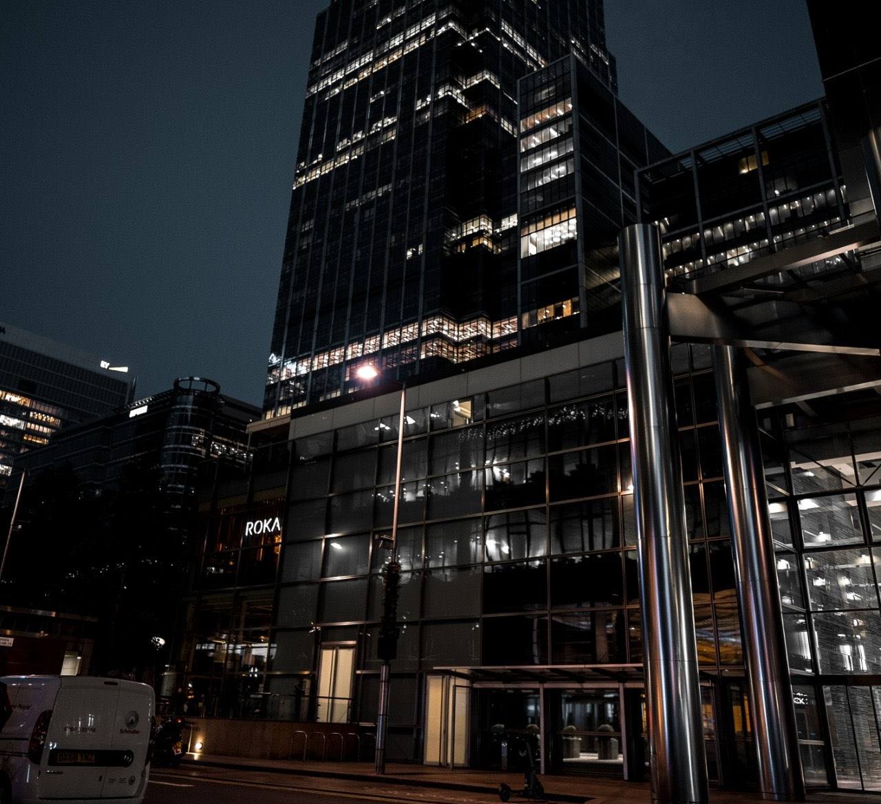 The London executive district at night